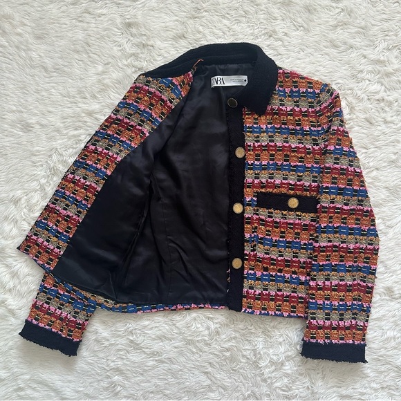 Zara Jacket Textured Cardigan Cropped Blazer Bloggers Favorite Multicolor Sz XS - Picture 6 of 13